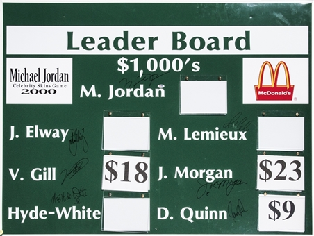 2000 Michael Jordan Celebrity Skins Game Signed 36x48 Leaderboard with 7 Signatures Including Jordan, Elway & Lemieux (PSA/DNA)